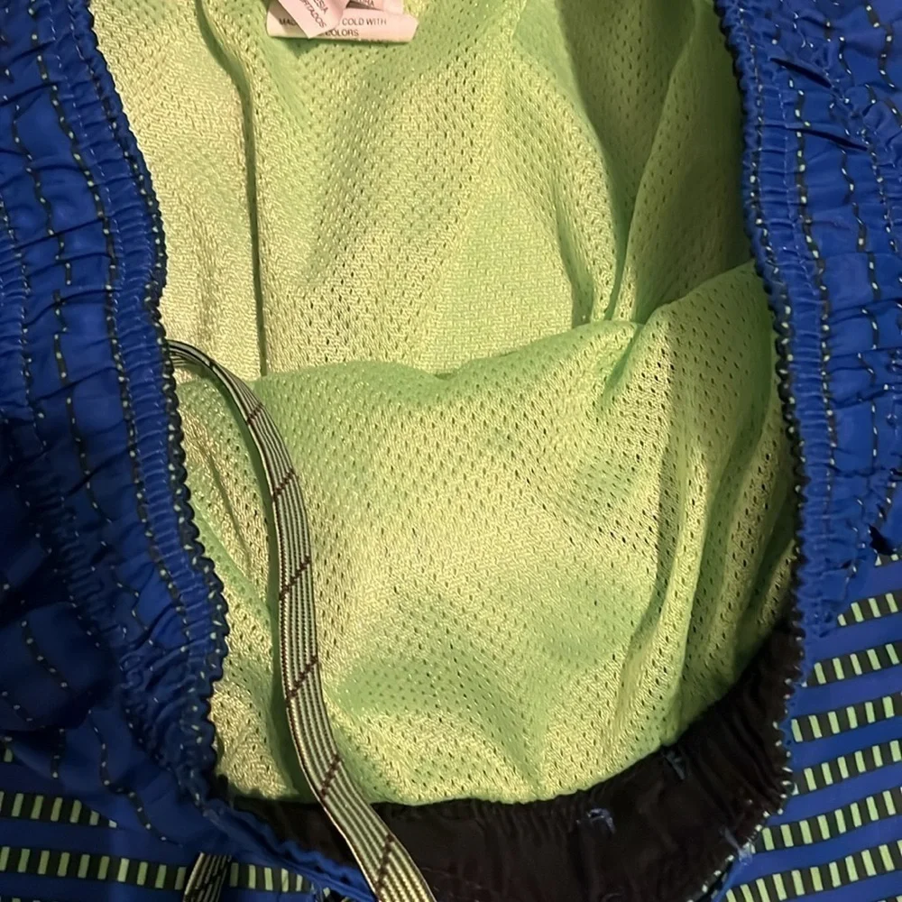 Nike neon green and royal blue swim trunks